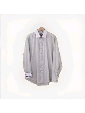 Robert Graham X Collection Shirt Mens 2XL Plaid Contrast Collar Cuff Cotton Edgy